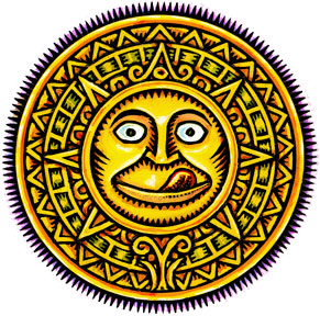 (Aztec sun dial yummy face)